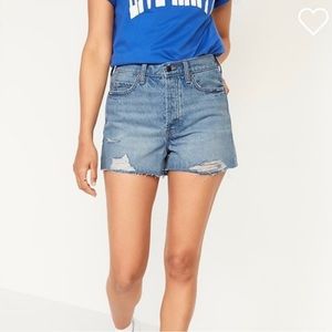 Old Navy Button Fly A Line Higher High Rise Denim Shorts Secret Smooth Pockets